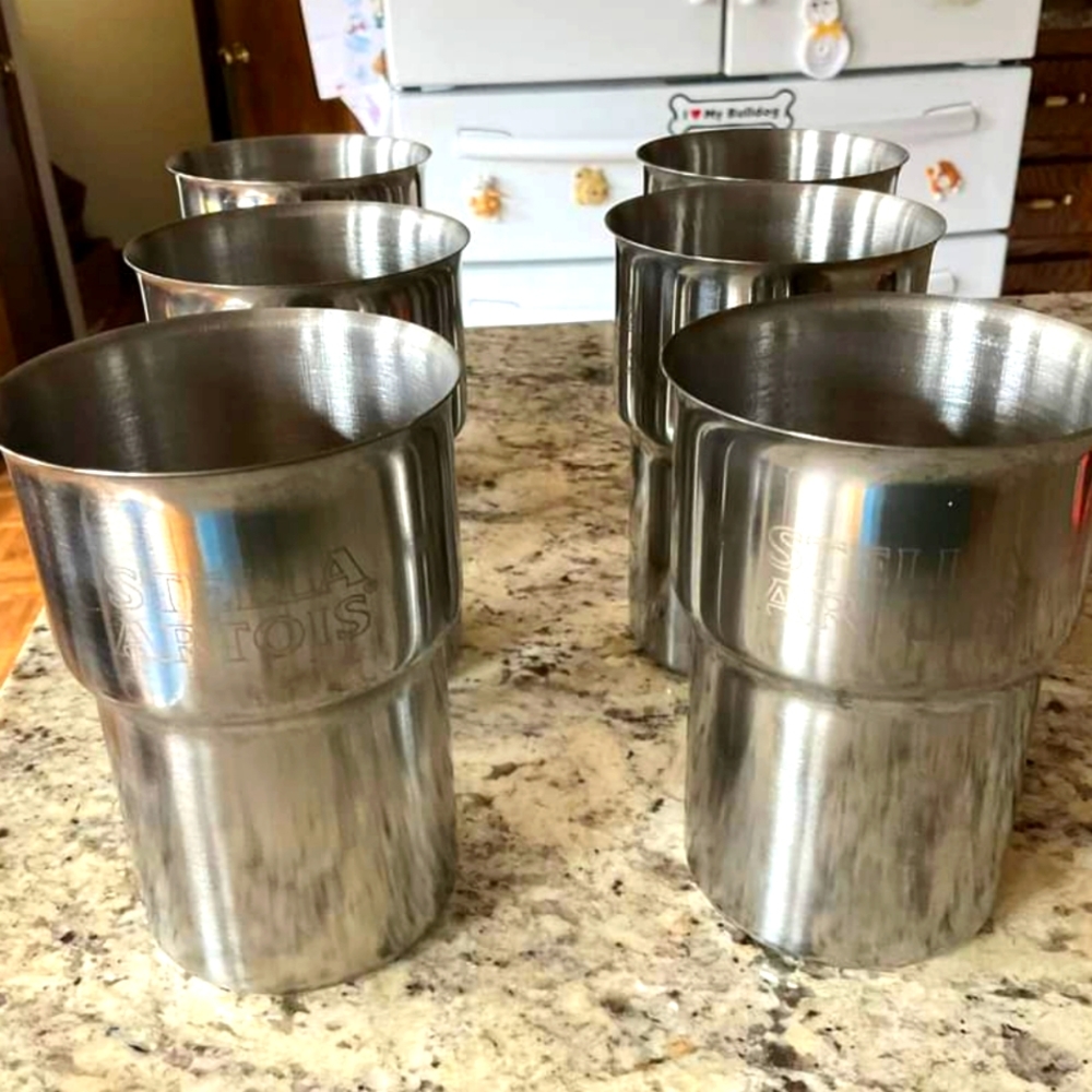Set of 6 Stella Artois 20 oz steel Tumblers